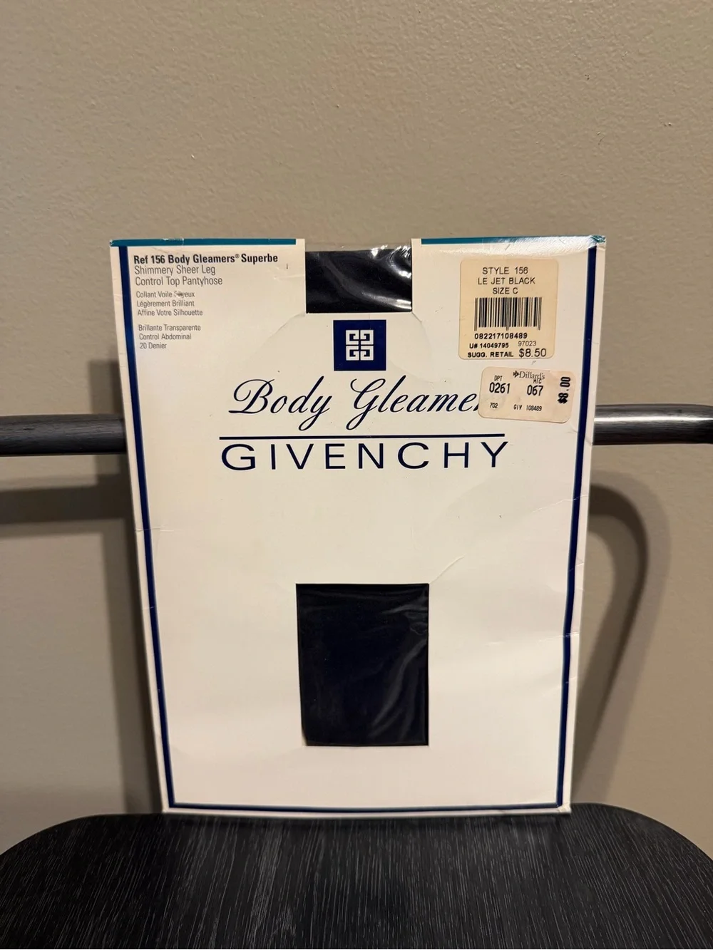 Vintage Givenchy Body Gleamers Sheer Control Top Pantyhose Le Jet Black Sz C